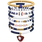 Baseball Clay Beaded Stretch Bracelets, Game Day Friendship Hypoallergenic Baseball Sport Fan Bracelet for for Sports Game Team Coach Mom Women Men Jewelry Accessories Gifts