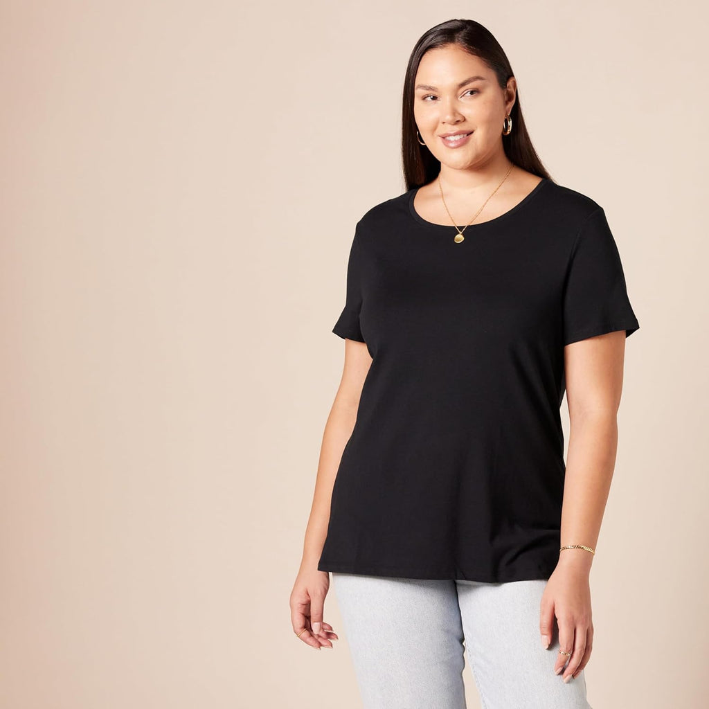 Women's Regular-Fit Short-Sleeve T-Shirt (Crewneck and V-Neck Options), Multipacks
