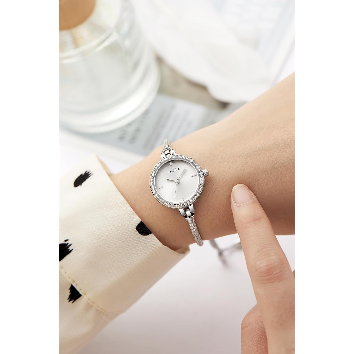 Rose Gold Petite Bracelet Watch for Women, Diamond Dress Analog Hexagonal Mini Women Watch Waterproof