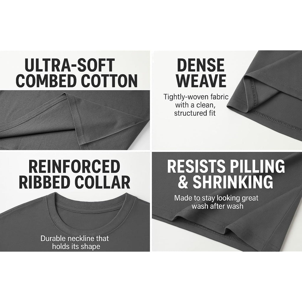 6-Pack Bulk Men’S T-Shirts – Soft Pre-Shrunk Premium Cotton, Short Sleeves, Reinforced Collar, Crew Neck, Casual Fit