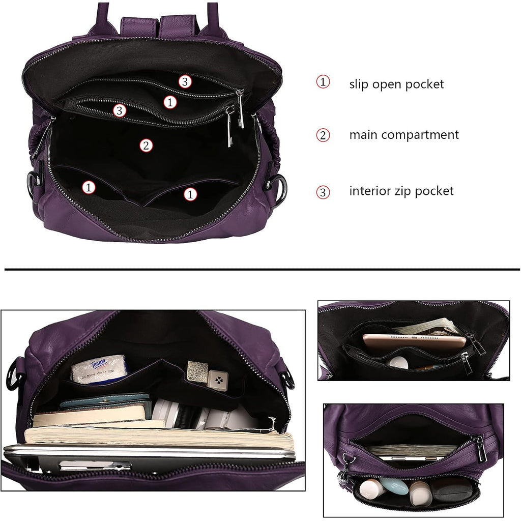 Travel Backpack Purse For Women Vegan Leather Ladies Fashion Tassel Shoulder Bag Convertible