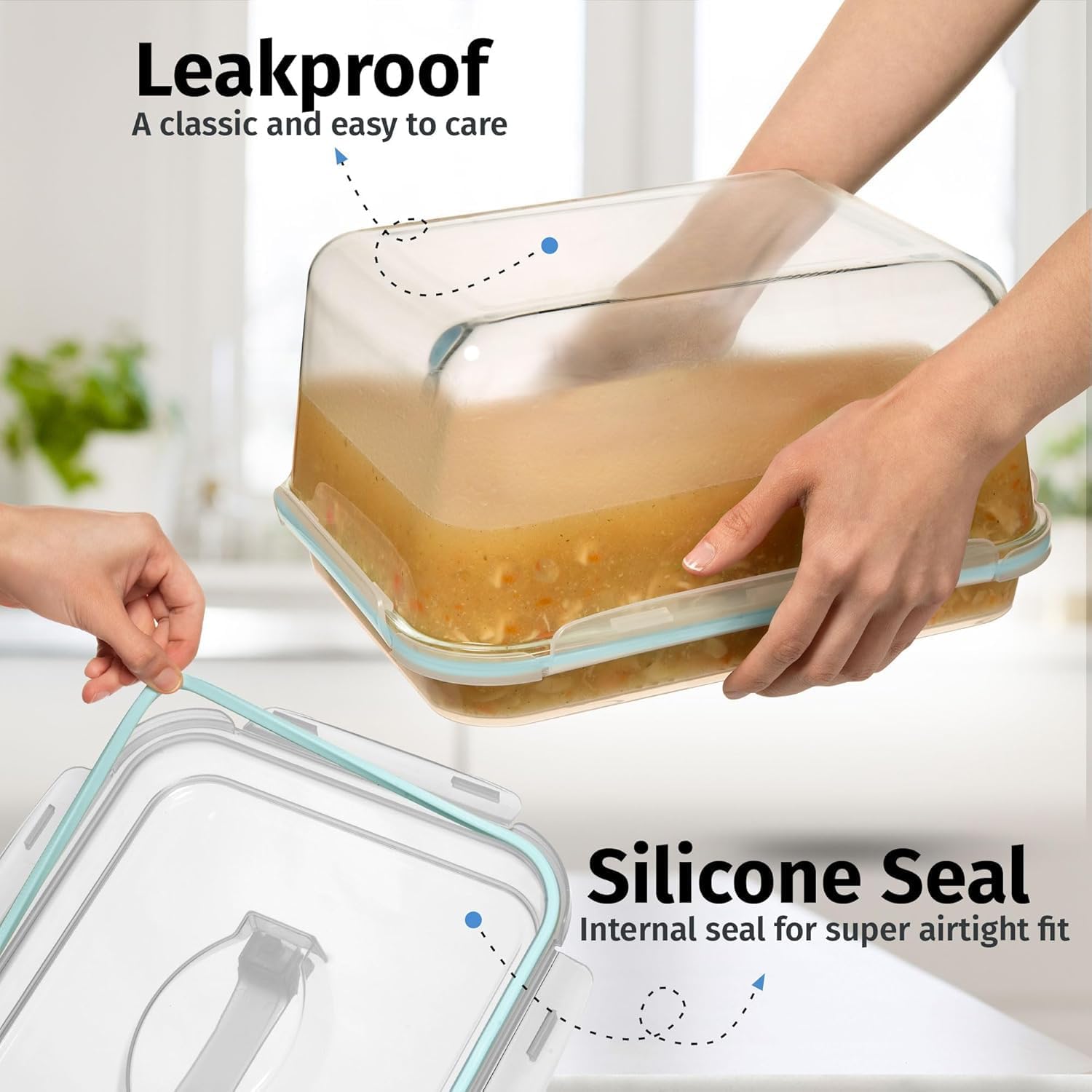 6500 Ml / 220 Oz / 28 Cup Large Glass Food Storage Container With Airtight Locking Lid. Ideal Storing Food, Vegetables, Fruits. Baking Casserole, Lasagna, Roasting Turkey, Chicken Bpa Free Oven Safe