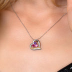Gem Stone King Customized Personalized Engraved 3-Stone Heart Pendant Necklace For Women | 925 Sterling Silver and 10k Yellow Gold | Gemstone Birthstone and White Lab Grown Diamond | 5MM Heart Shape |