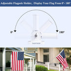 Nq Flag Pole Holder Adjustable, Flag Pole Bracket For Outside House Heavy Duty Aluminum, Multi-Position Flag Pole Mounting Bracket Rust Free With Hardwares, 1" Inner Diameter (White- 1 Pack)