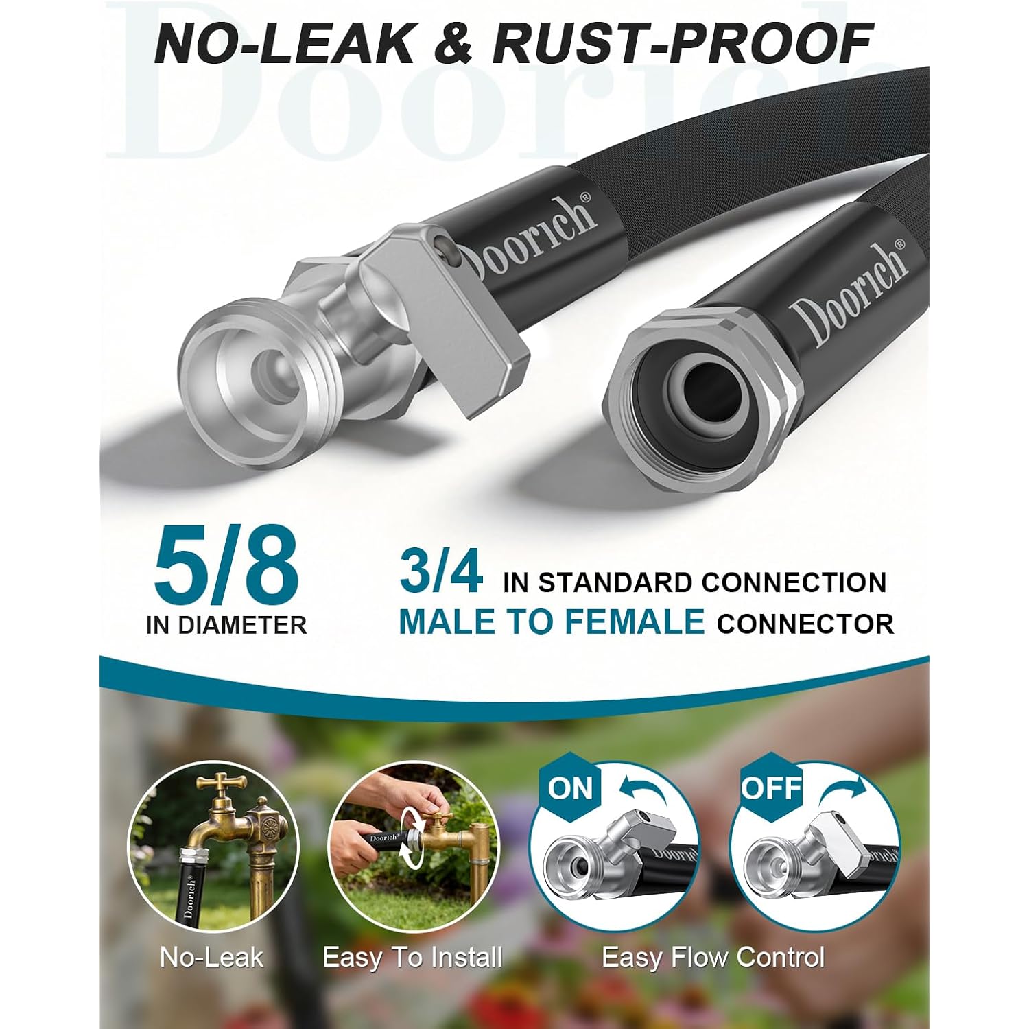 Garden Hose, Lightweight, Ultra Flexible, Durable, Kink-Free Water Hose With Valve - Made Of Tpu, Drinking Water Safe Material, Non-Shrinking, Easy To Store, All-Weather, Black (50 Ft)