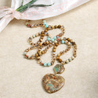 Yomisa Boho Necklaces for Women Men Long,33/34/35 Inch Natural Turquoise Tiger Eye Beaded Stone Pendant Necklaces for Women Trendy,Handmade Bohemian Western Bead Necklace Fashion Charm Jewelry Gift