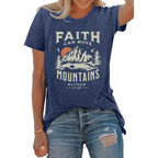 Women Graphic T-Shirts Cute Tees Summer Causal Tops Heather Navy