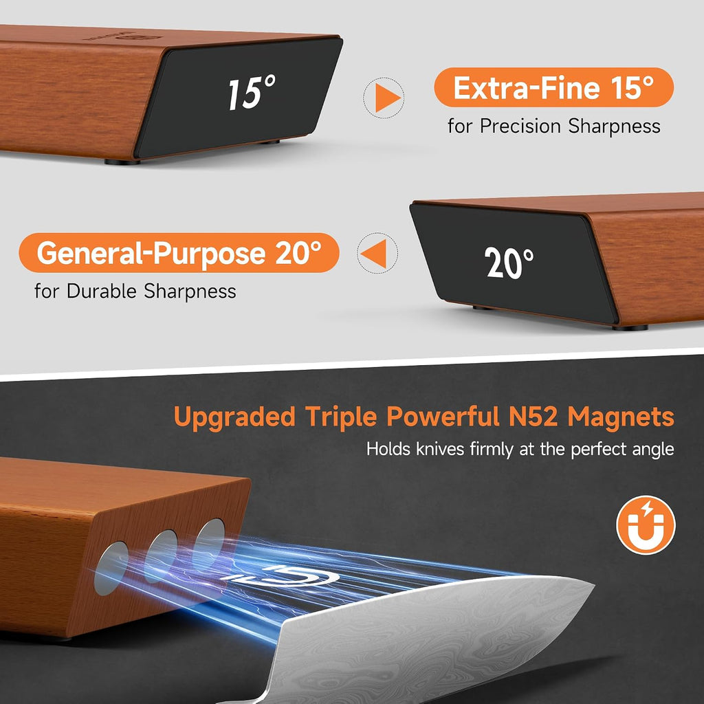 Rolling Knife Sharpener, Diamond & Ceramic Disc, 15° & 20° Magnetic Angle, Fast & Safe For Any Hardness, Sharpening Kit For Kitchen & Pocket Knives, Razor-Sharp Edge, Leather Strop, Classic Kit
