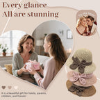 Elegant Woven Straw Sun Hat with Bow, Straw Hat with Retro Bow, Womens Straw Hat Wide Brim Bucket Foldable Breathable Beige