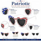 SVKN 4th of July Sunglasses, Patriotic Red White Blue Beads Glasses for Independence Day Decorations & Accessories Flag