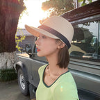 Summer Visor Hats for Women Foldable Floppy Solid Color Straw Sun Hat Travel Beach Baseball Cap Beige