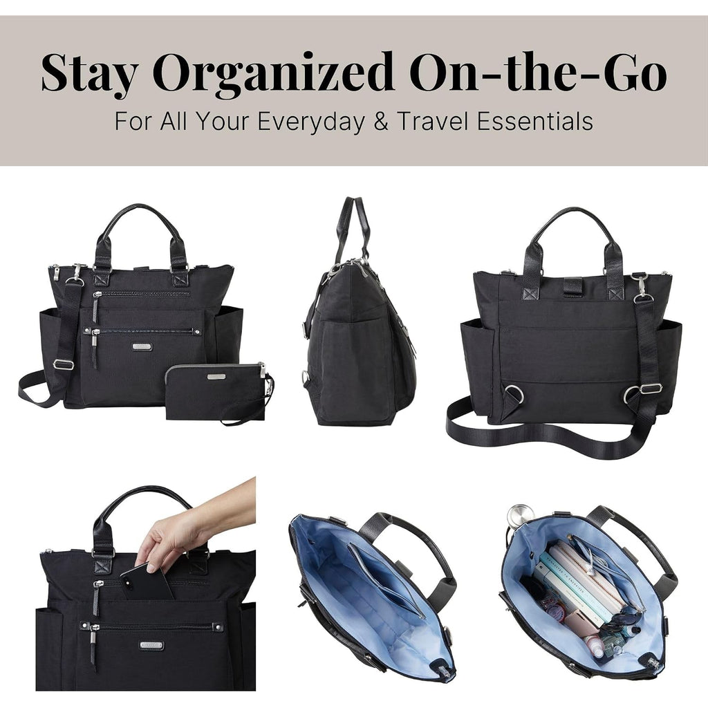 3-In-1 Convertible Backpack Tote Handbag - 15X12" Lightweight Travel Bag W/ Rfid Phone Wristlet