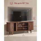 Vasagle Tv Stand For 65-Inch Tvs, Mid Century Entertainment Center With Storage, Fluted Sliding Doors, Media Console Table For Living Room, Bedroom, Chestnut Walnut Ultv633K101