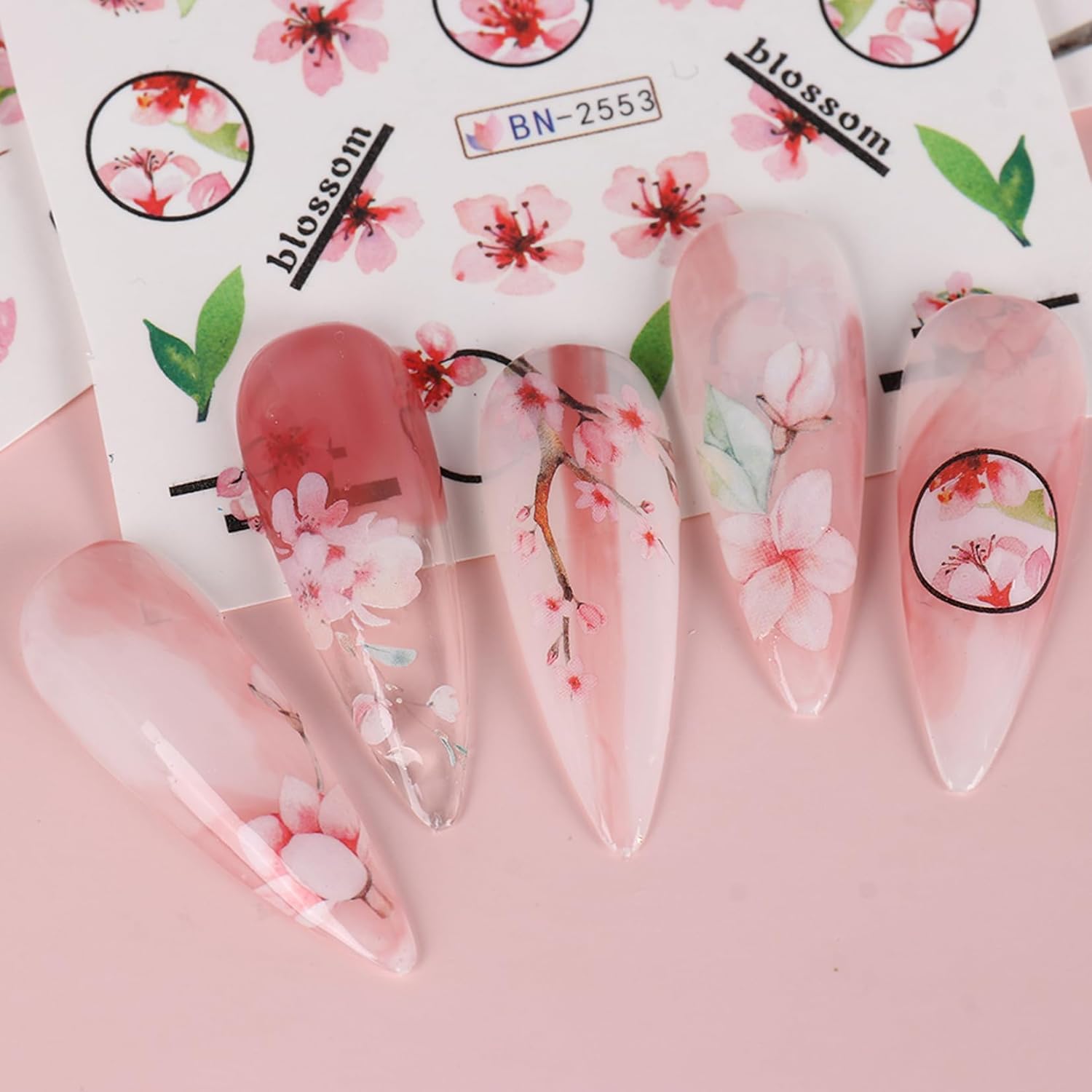 Flower Water Decals for Nails Stickers 48 Designs Colorful Water Transfer Nail Decals Spring Flower Leaf Cherry Blossoms Rose Pattern DIY Manicure Decoration Nail Supplies for Women 4 Sheets