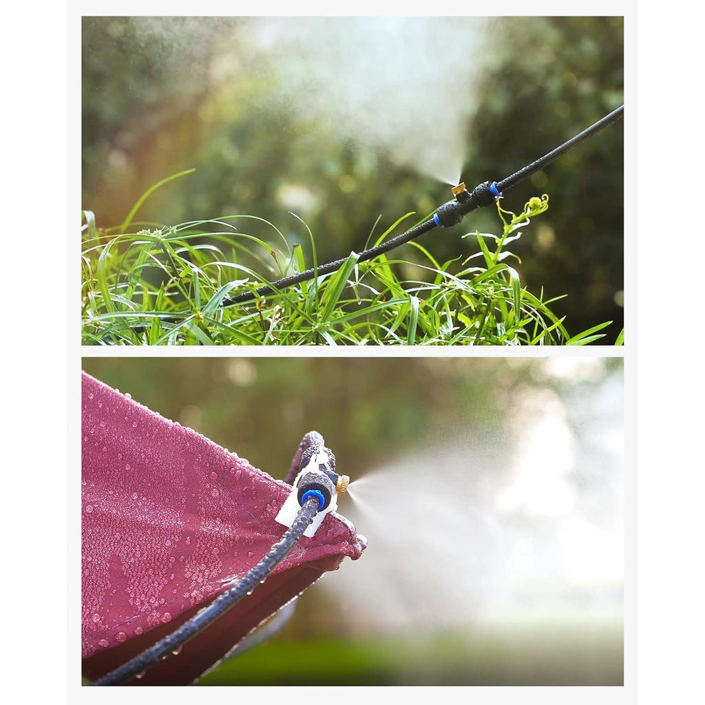 Automatic Misting Cooling System With Timer, 46Ft Misting Line | 10 Brass Nozzles, 3/4" Brass Adapter, For Patio Misting, Grenhouse Watering & Chicken Coop Cooling