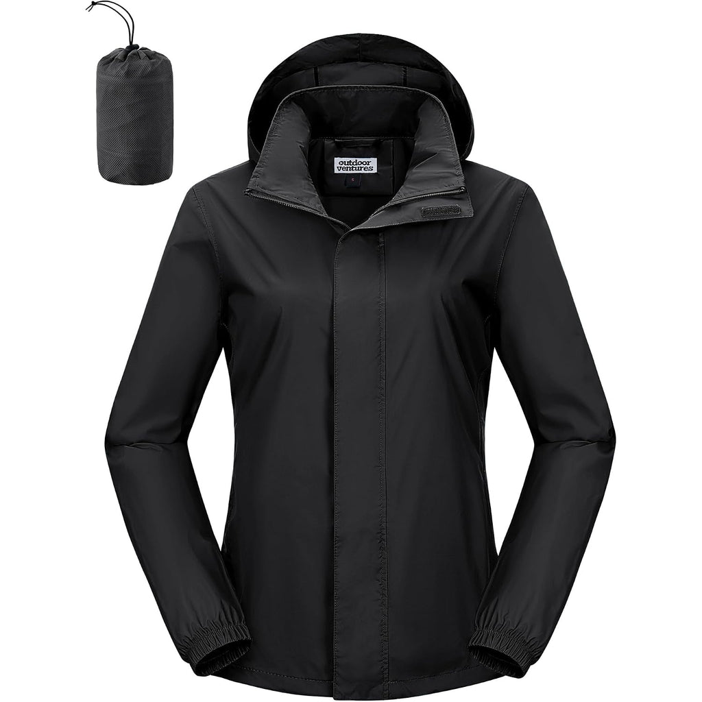 Outdoor Ventures Women'S Rain Jacket Lightweight Packable Waterproof Rain Coat With Hood For Travel Golf Hiking Windbreaker