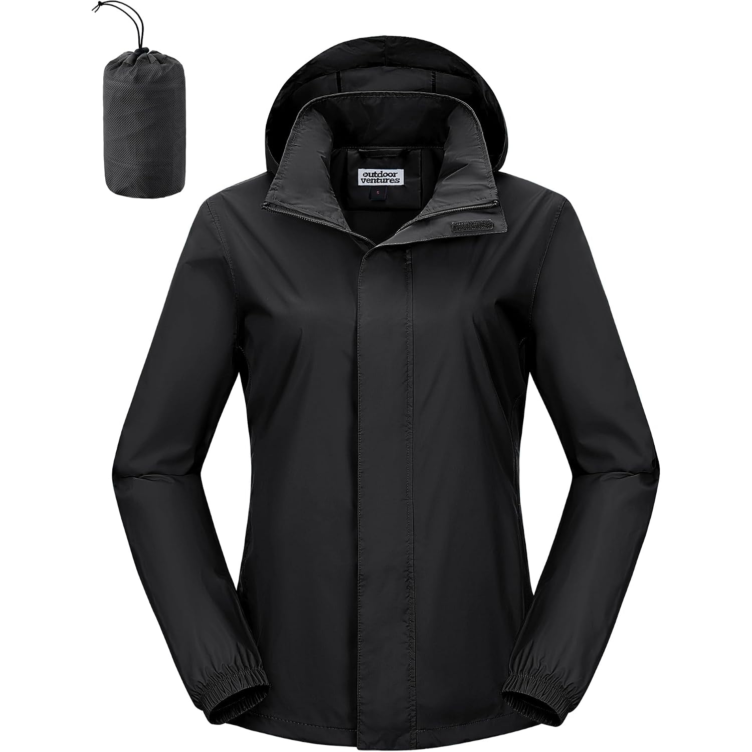 Outdoor Ventures Women'S Rain Jacket Lightweight Packable Waterproof Rain Coat With Hood For Travel Golf Hiking Windbreaker