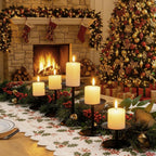 Homemory Christmas Fall Candle Holders for Pillar Candles Set of 5 (5, Black)