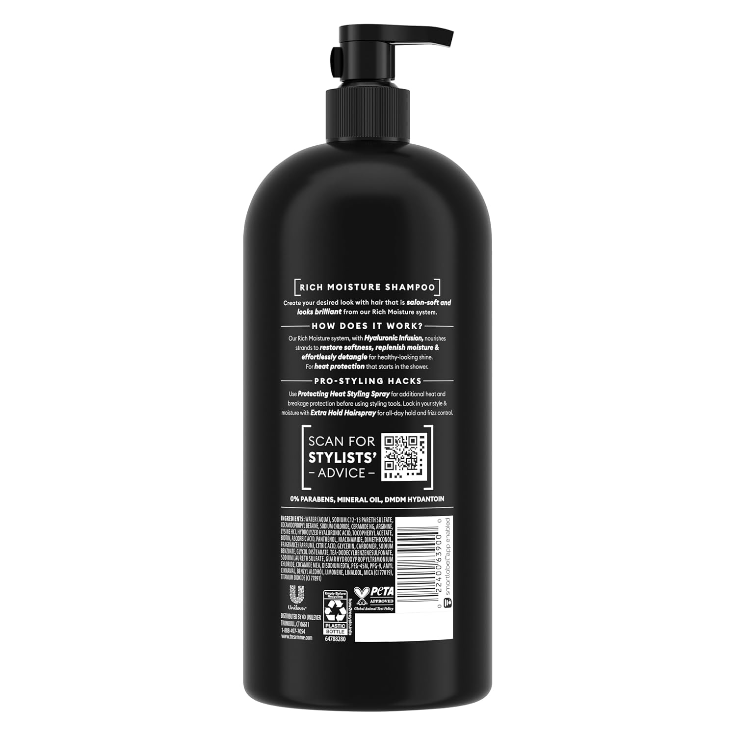TRESemmé Rich Moisture Hydrating Shampoo with Pump for Dry Hair Formulated With Pro Style Technology 39 Fl Oz