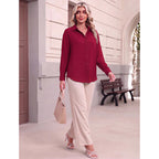 Zeagoo Button Down Shirts For Women Dressy Casual Floral Printed Collared Chiffon Blouse Long Sleeve Business Work Tops