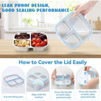 Stainless Steel Snack Containers, 3 Compartments Reusable On And Go Bento Box With Lids For Kids, Lunch Box Pre Meal Storage For Daycare School Outdoor Camping Travel - Blue