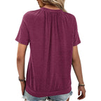 2 Pack Summer Tops for Women V Neck Shorts Sleeve Casual Ruched Tops Women T Shirts Clothes Trendy 2026