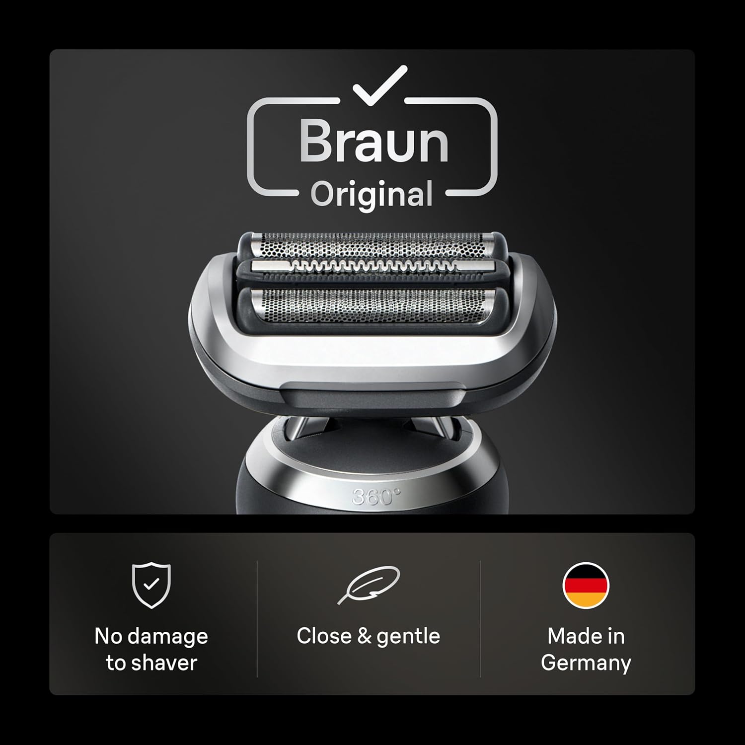 Braun Series 7 Electric Shaver Replacement Head, Easily Attach Your Shaver Head for a Shave as efficient as Day one, Compatible with New Generation Series 7 Shavers, 74S, Silver
