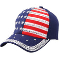 Rhinestone American Flag Baseball Cap Women Men 4th of July Patriotic Trucker Cap Sparkly USA Flag Hip Hop Hat Navy-largeflag-bb