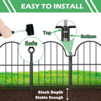 Decorative Garden Fence, 17 In(H) X 10.83 Ft(L) Arched Rustproof Metal No Dig Fence Garden Fence Border, Ground Stake Animal Barrier Fence For Rabbit Dog, Outdoor Decor For Yard & Patio