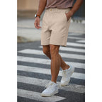 Rqp Men'S Cotton Casual Classic-Fit 7" Chino Shorts Elastic Waist Daily Wear Dress Baech Summer Shorts