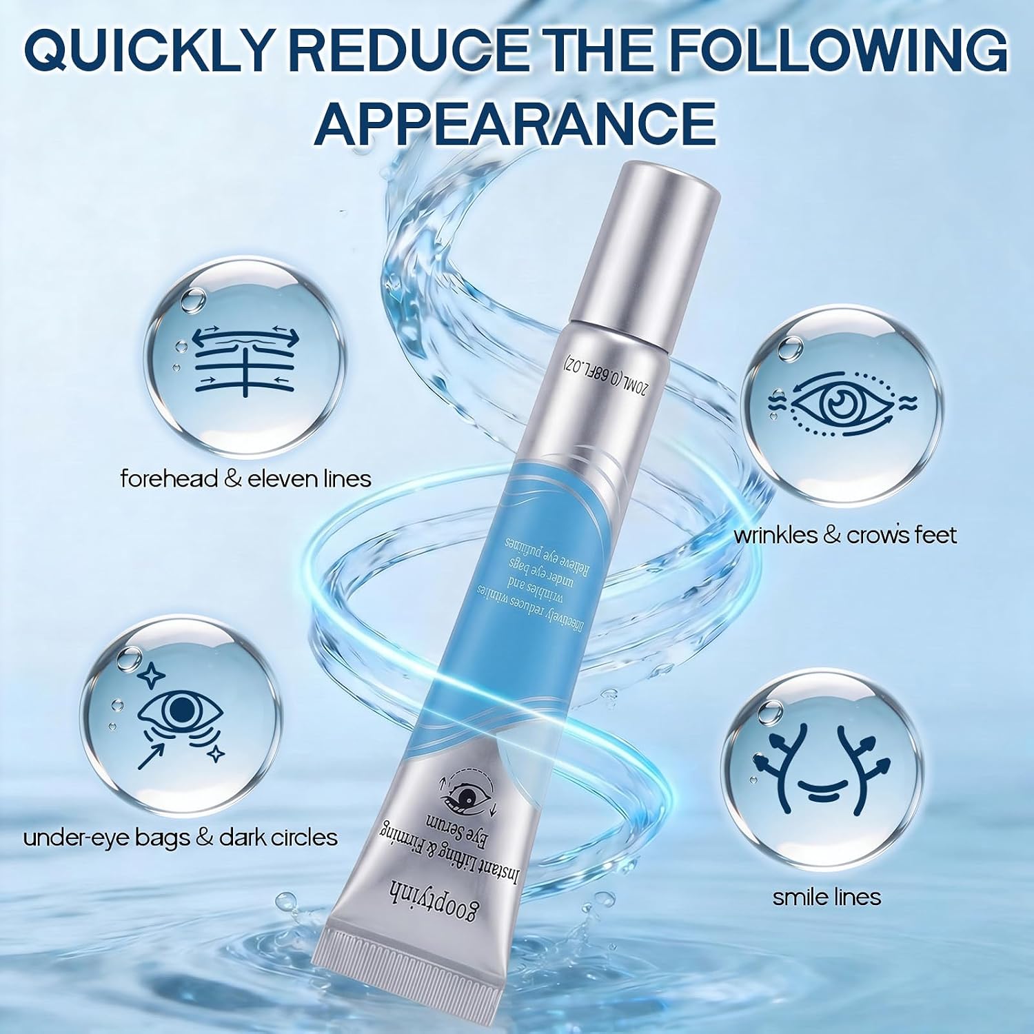 Instant Firming Eye Serum, Anti-Aging Formula For Under Bags, Wrinkles, Fine Lines & Crow'S Feet Instantly, Visibly Improves For Dark Circles Under Eye Treatment, Instant Face Lift Cream, 20G,2 Packaa