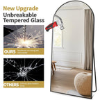 Dewfig Arched Full Length Mirror, 76"x34" Large Floor Mirror, Full Body Mirrors for Leaning or Hanging, Standing Mirrors for Bedroom, Living Room,Dressing Room, Aluminum Alloy Frame, Black