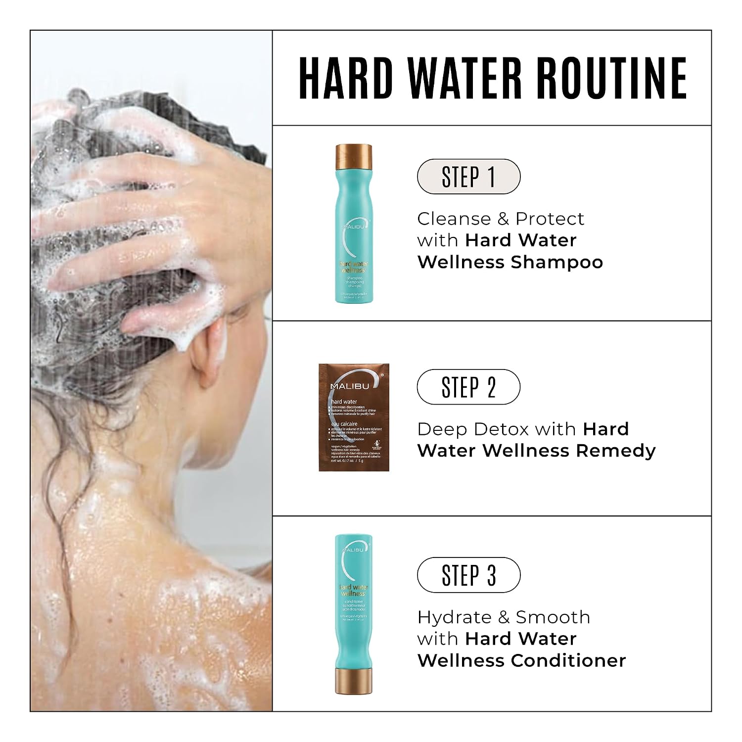 Malibu C Hard Water Wellness Shampoo - Hydrating, Sulfate-Free Hair Care For Hard Water - Removes Minerals And Buildup (9 Oz)