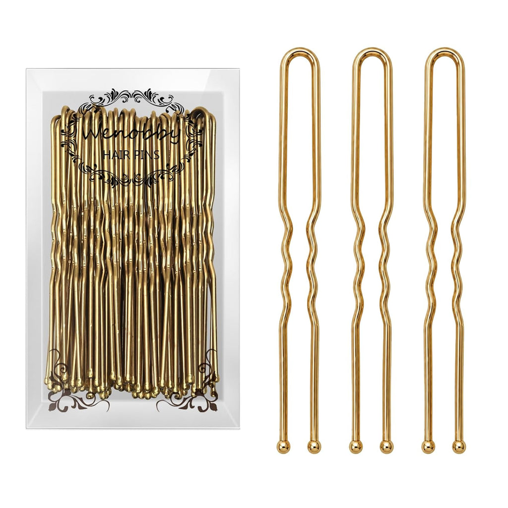 U Shaped Gold Hair Pins For Buns, 100 Pcs 2.8" Blonde Hair Pins For Women Hair Styling With Thick Hair