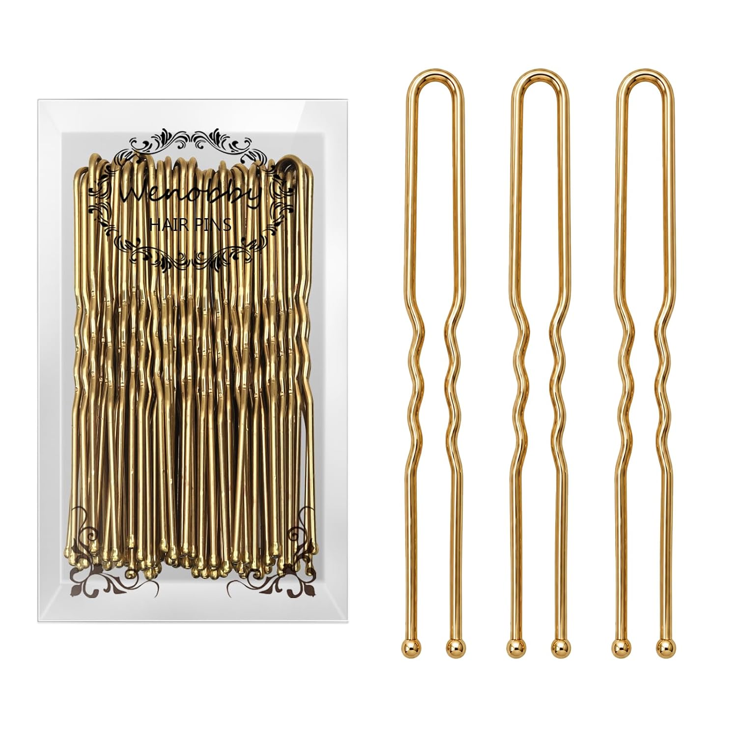 U Shaped Gold Hair Pins For Buns, 100 Pcs 2.8" Blonde Hair Pins For Women Hair Styling With Thick Hair