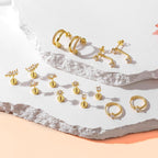 Gold Flat Back Earrings Stacks Hypoallergenic Cartilage Earrings for Women,20G Lobe Tragus Helix Conch Piercing Jewelry,Dainty 14K Gold Plated Stud Hoop Earring Set