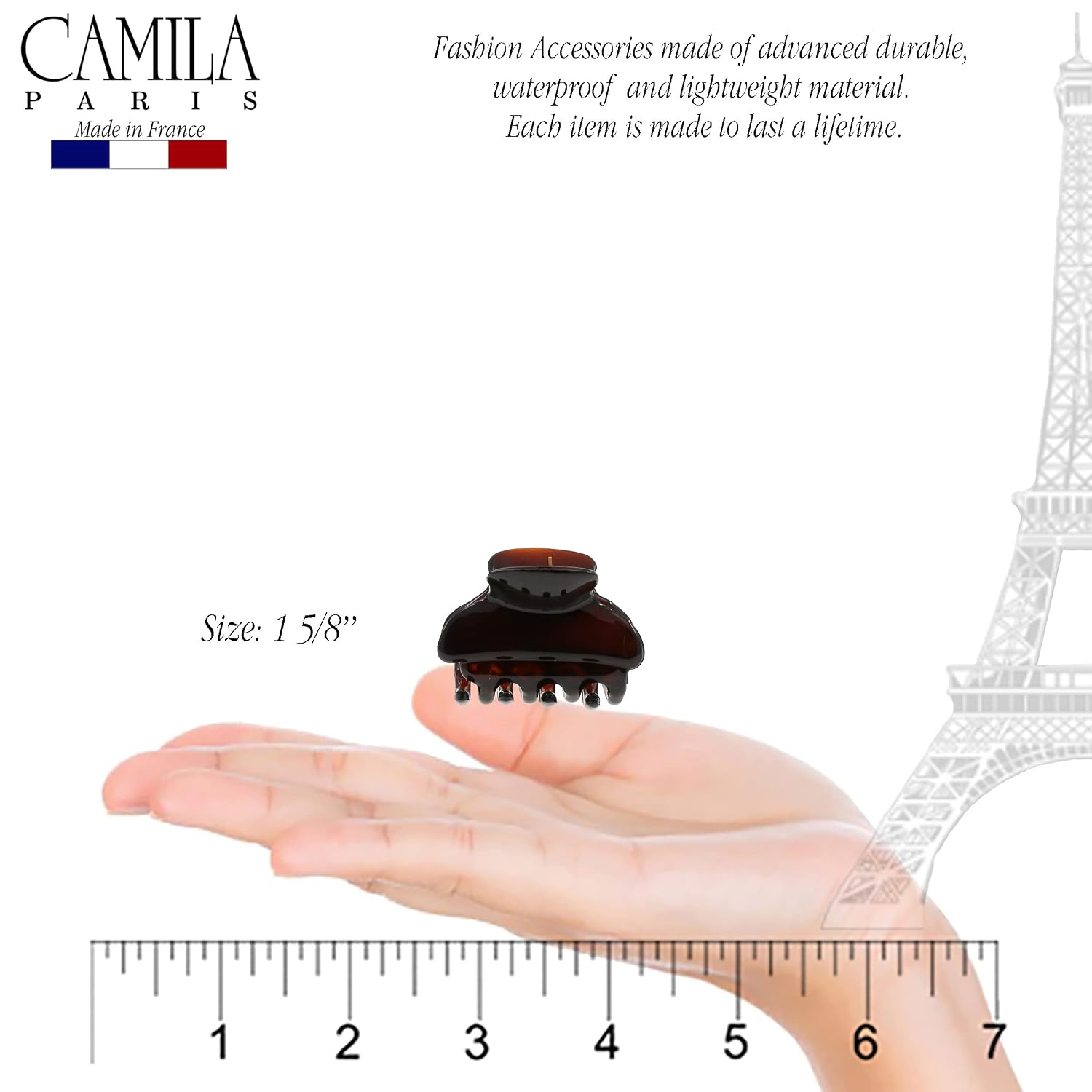 Camila Paris Cp3553 French Small Hair Clips For Women, 1.5" Small Claw Clip Fashion Styling Mini Hair Clip Accessories For Women, Strong Hold No Slip Grip Cute Claw Clips, Made In France