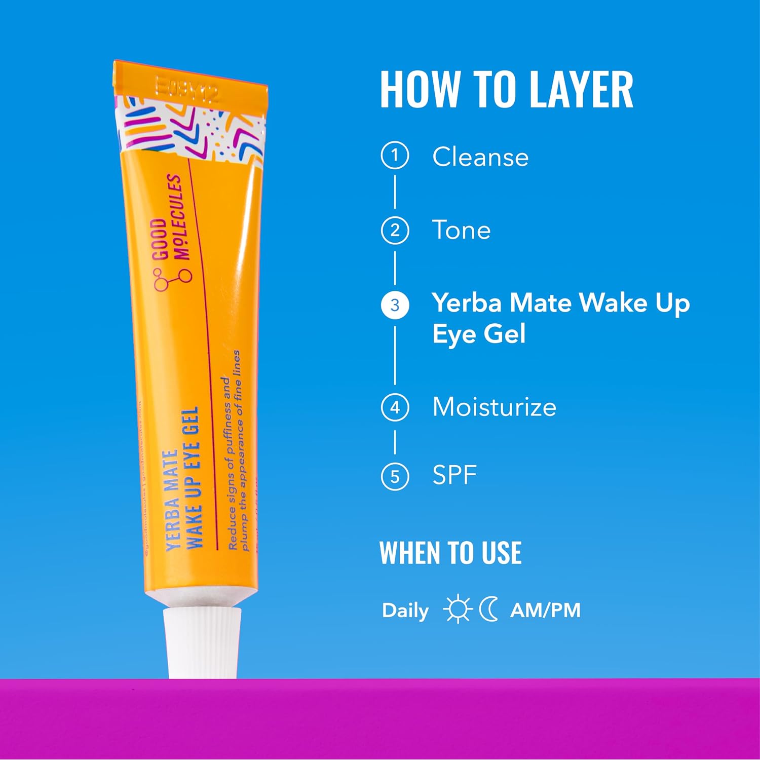 Good Molecules Yerba Mate Wake Up Eye Gel - Hydrating Under Eye Gel Cream With Hyaluronic Acid And Caffeine - Target Dark Circles And Puffiness - Skin Care For Face