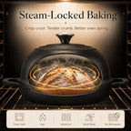 5Qt Pre-Seasoned Cast Iron Dutch Oven For Bread Baking, Dutch Oven With Domed Lid, Sourdough Bread Baking Supplies, Multi-Functional Bread Pan For Baking, Frying, Roasting