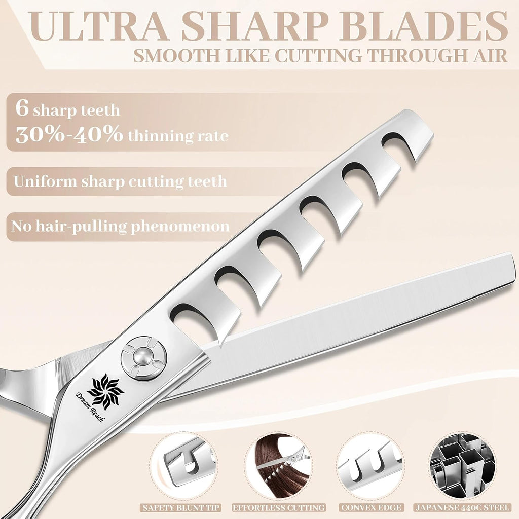 Professional 6 Inch Hair Cutting Scissors, Japanese 440C Steel Thinning Shear For Men/Women Cutting For Salon/Barber/Home