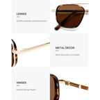 SOJOS Retro Polarized Aviator Sunglasses for Women Men Square Shades Tangle Free UV400 Protection Running Fishing SJ2754 Demi&gold