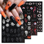 Halloween 5D Nail Stickers Skull Pumpkin Head Nail Art Supplies Nail Art Decoration (Halloween A)