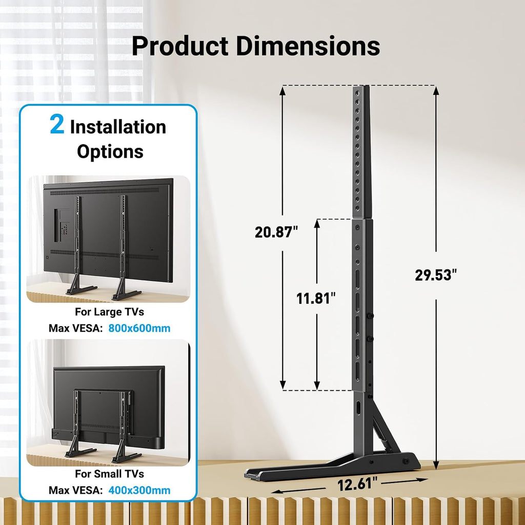 Perlesmith Universal Tv Stand Mount For 20-75 Inch Tvs, Height Adjustable Table Top Tv Stand, Great Load-Bearing Replacement Tv Legs With Steel Holds Up To 110Lbs, Max Vesa 800 X 600Mm Pstvs01