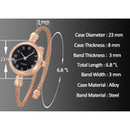 Top Plaza Womens Fashion Analog Quartz Bangle Cuff Wrist Bracelet Watch Elegant Stainless Steel Wire Band Arabic Numerals Dress Watches