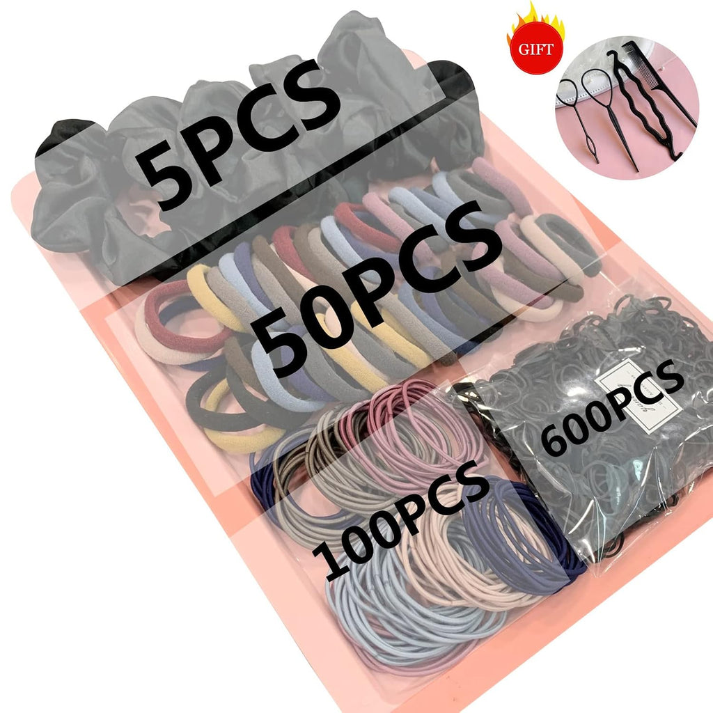 Yanrong 755Pcs Hair Accessories For Woman Set Seamless Ponytail Holders Variety Hair Scrunchies Hair Bands Scrunchy Hair Ties For Thick And Curly (Mix)