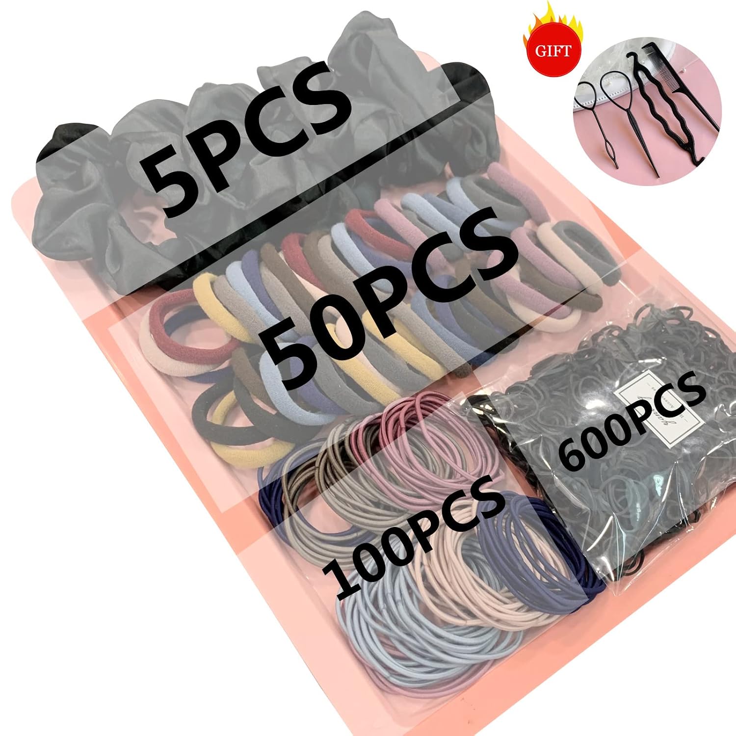 Yanrong 755Pcs Hair Accessories For Woman Set Seamless Ponytail Holders Variety Hair Scrunchies Hair Bands Scrunchy Hair Ties For Thick And Curly (Mix)