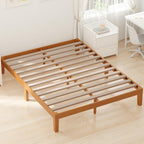 Dumos Full Size Bed Frame, Solid Wooden 12In Platform Bed Base With Sturdy Wood Slat Support, Noise-Free Design, No Box Spring Needed, Easy Assembly, Natural Pine