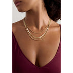 Freekiss Women's Layered Necklace Set - 3 Piece Dainty Gold Jewelry for Everyday Stacking | 14K Gold Plated Snake Chain, Rope Chain, Cuban Chain | Adjustable Length 14-18.5 Inch | Gift Ready
