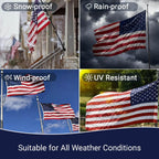 American Flag 3X5 Ft Long Lasting Heavy Duty 420D Polyester Us Flag For High Winds, Tear-Proof Usa Flag With Brass Grommets, Embroidered Stars & Sewn Stripes