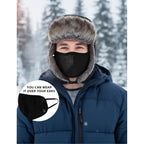 Buauty Fur Trapper Hat for Men Women Winter Windproof Soft Russian Ushanka Hats with Warm Ear Flaps & Removable Mask